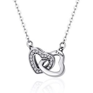 White GOLD over Real 925 Silver • Minimalist Heart Necklace •